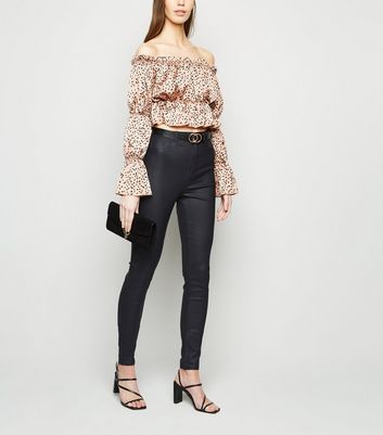 tall leather look jeans