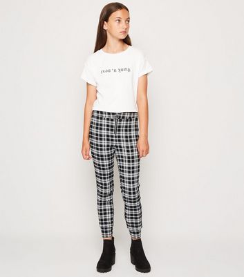 skinny stretch check trousers