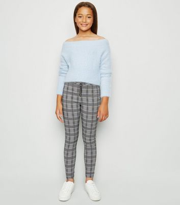skinny stretch check trousers
