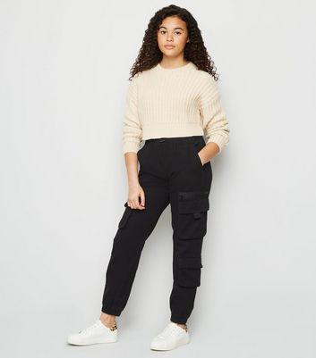 New Look cuffed cargo pants in black  ShopStyle