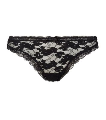 Image of Black Lace Thong New Look