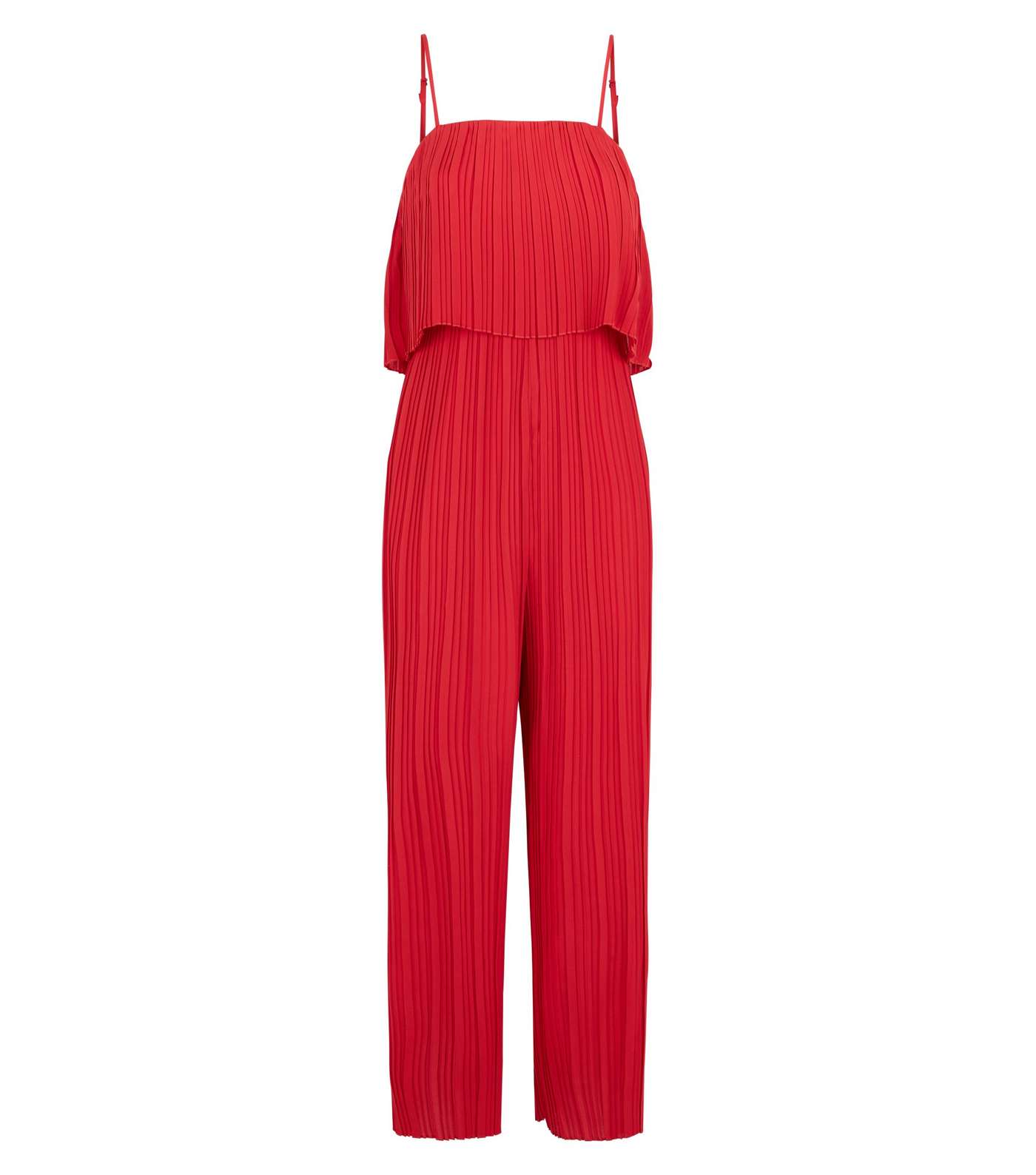 Red Tiered Pleated Jumpsuit Image 4