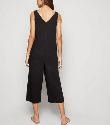 womens black linen jumpsuit