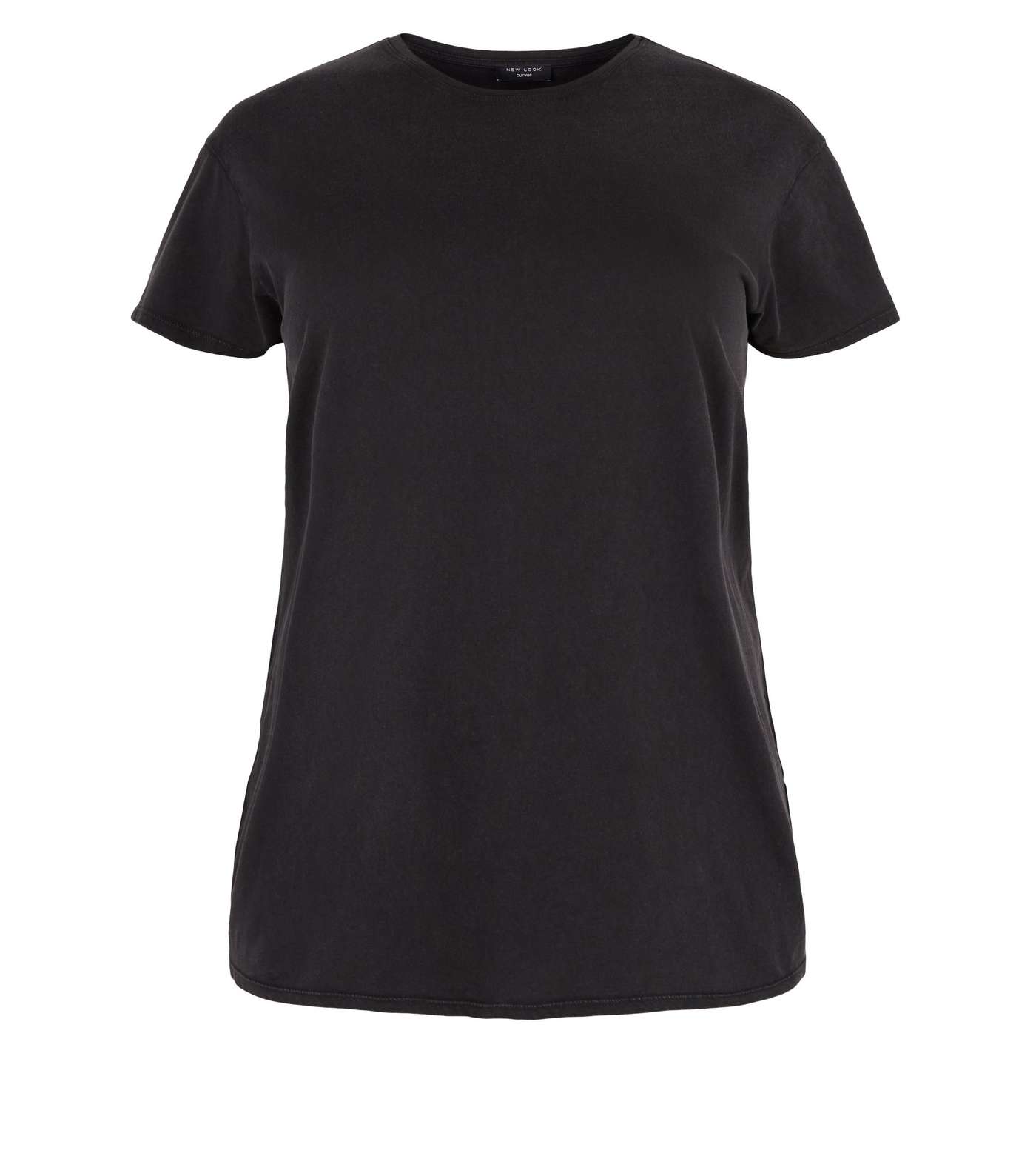 Curves Black Washed Short Sleeve T-Shirt Image 4