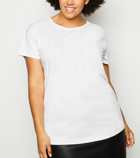Curves Off White Washed Short Sleeve T-Shirt