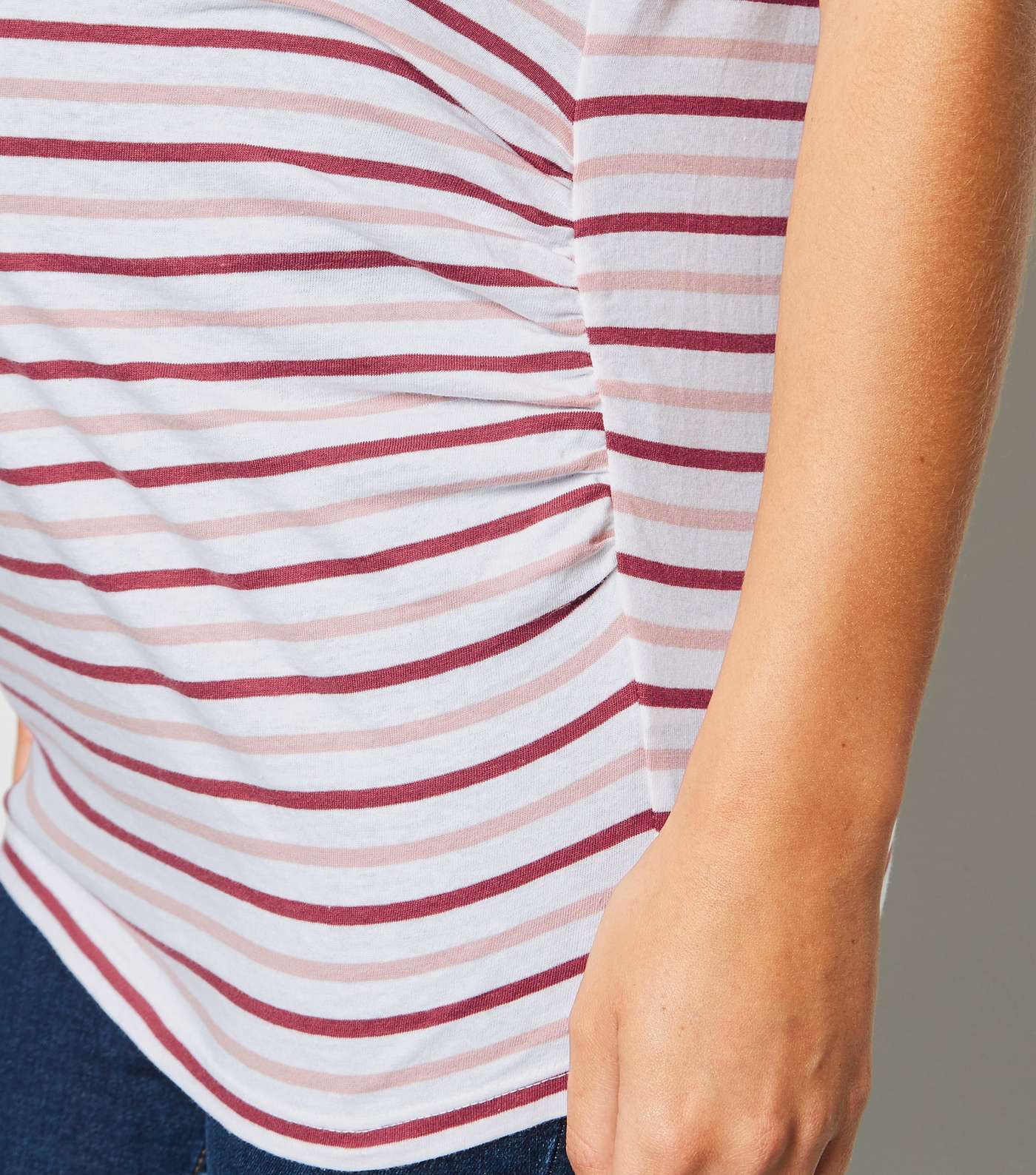Maternity White Multi Stripe T-Shirt Image 3