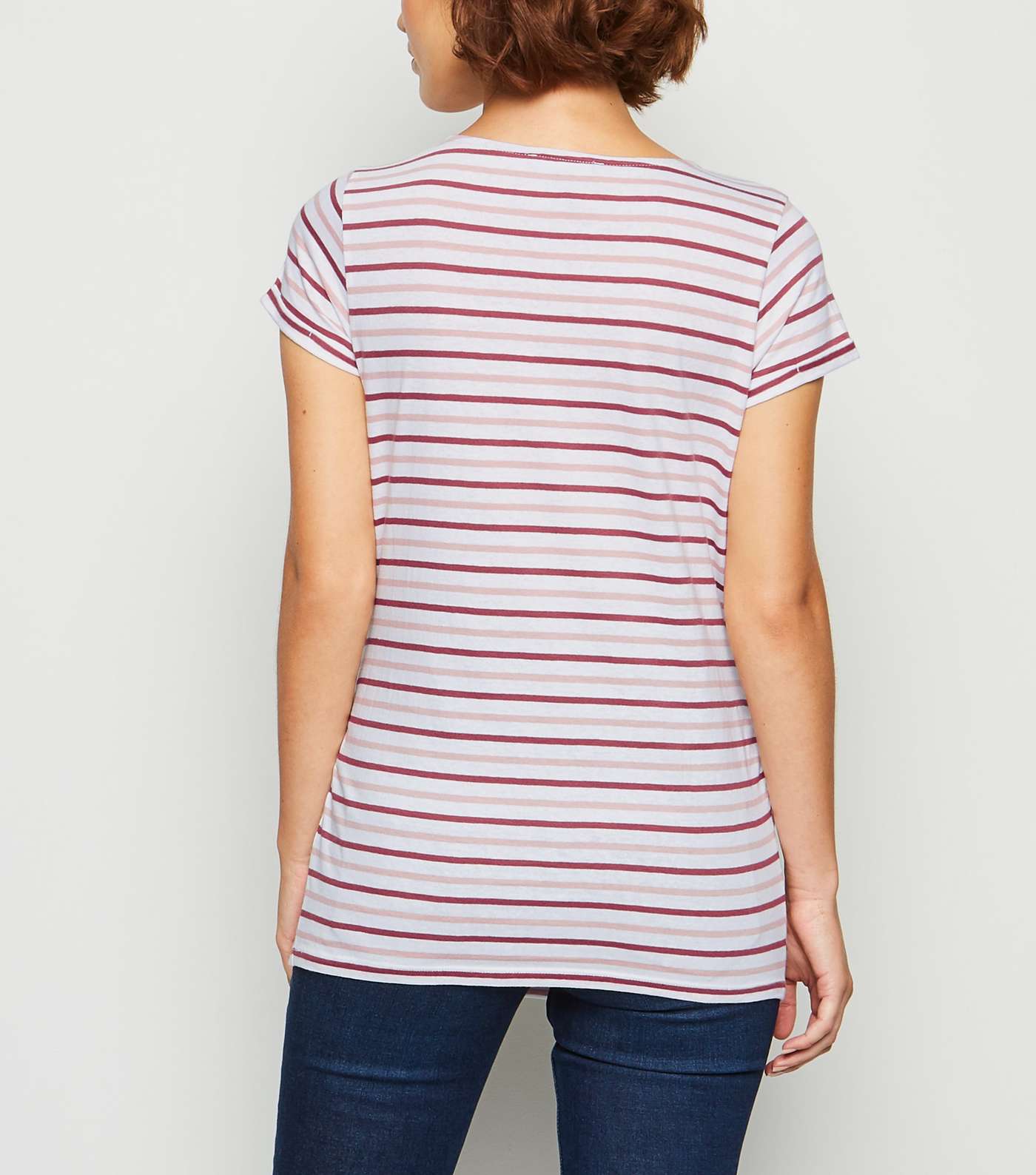 Maternity White Multi Stripe T-Shirt Image 5