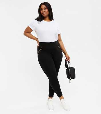 Curves Black Ring Zip Leggings