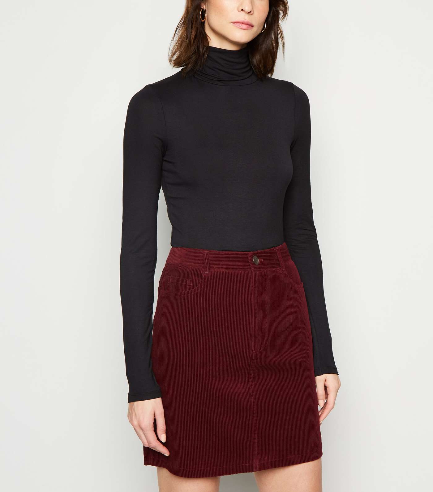 Tall Burgundy Corduroy Mini Skirt