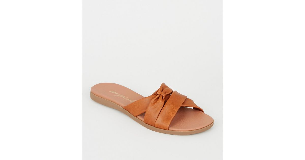 new look tan sliders