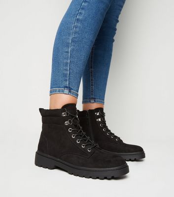 new look lace up flat hiker boot