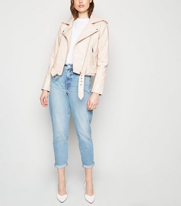 Pale pink shop biker jacket