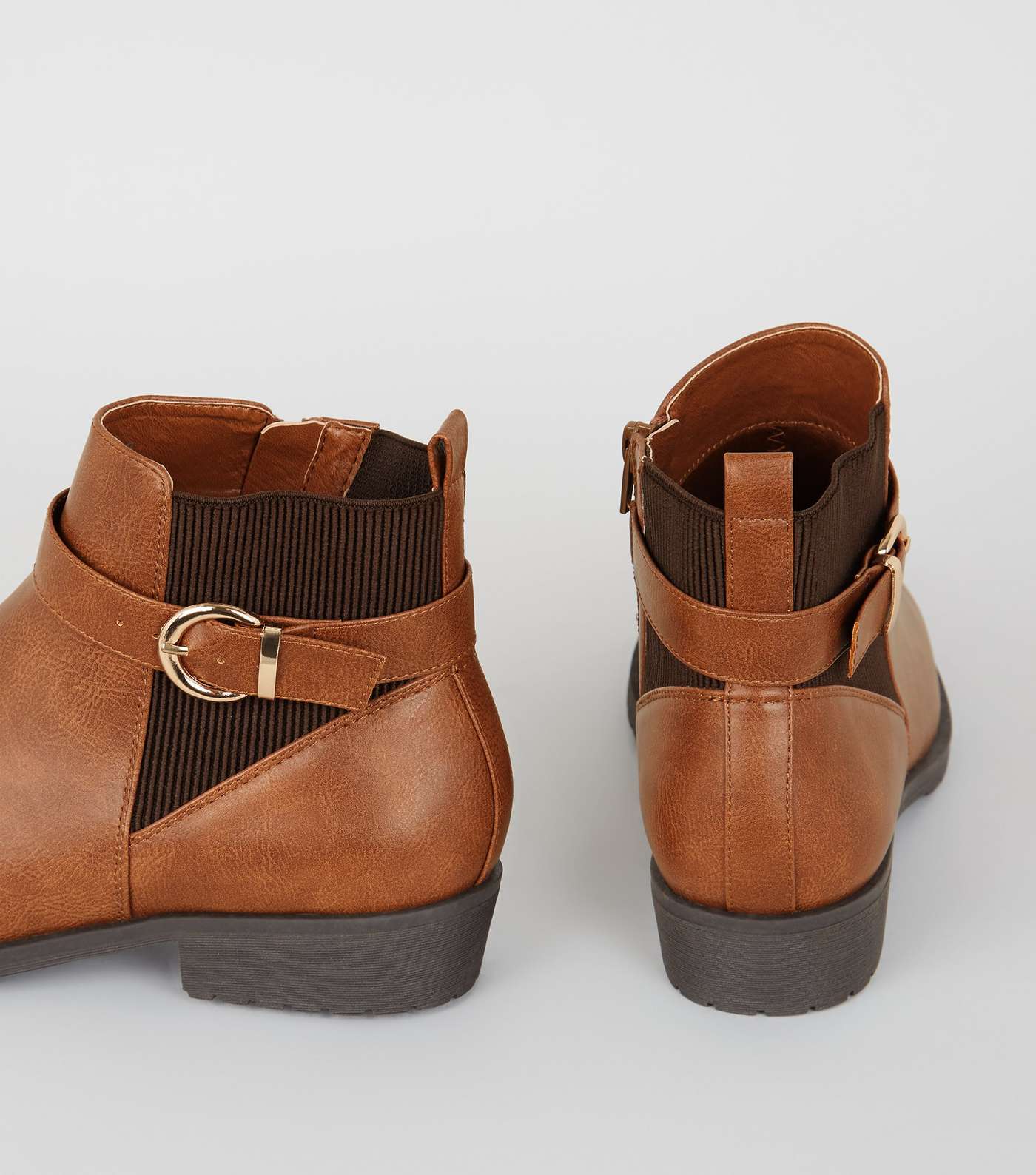 Tan Leather-Look Chelsea Boots Image 4