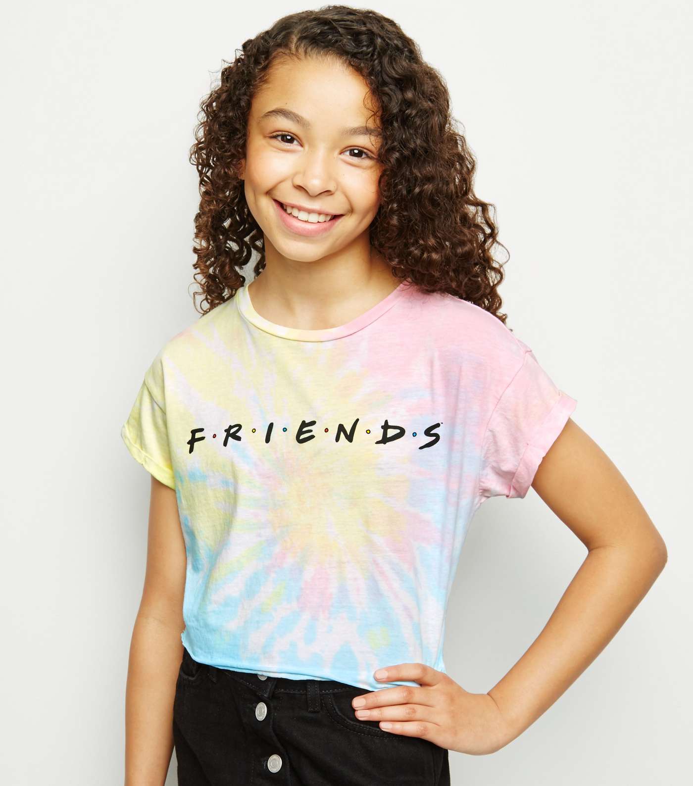 Girls Multicoloured Tie Dye Friends Logo T-Shirt