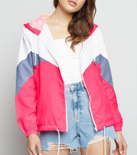Pink Vanilla Bright Pink Neon Chevron Shell Jacket