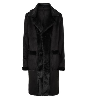 Blue Vanilla Black Reversible Faux Fur Coat | New Look