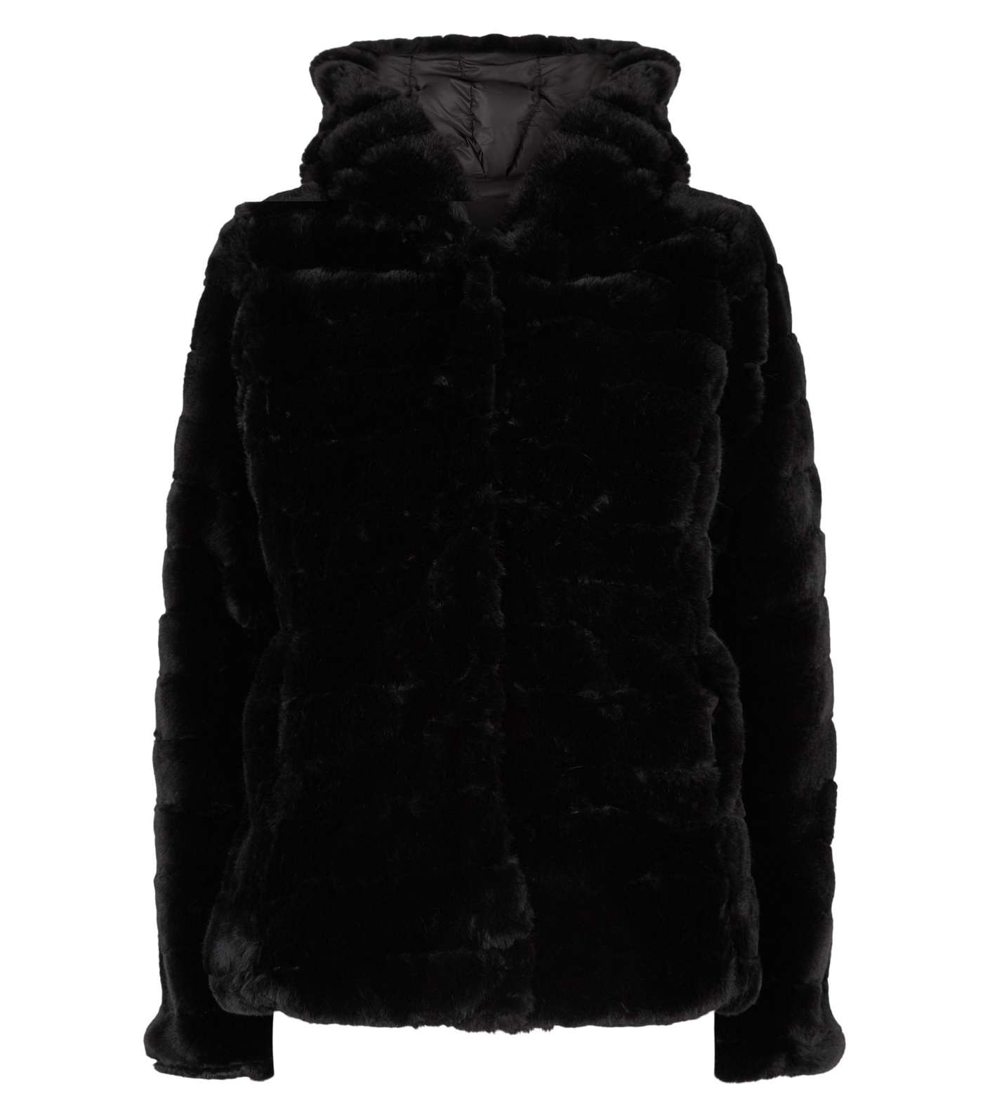 Blue Vanilla Black Reversible Faux Fur Puffer Jacket  Image 6