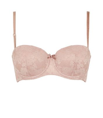 Image of Mink Lace Strapless Bra New Look