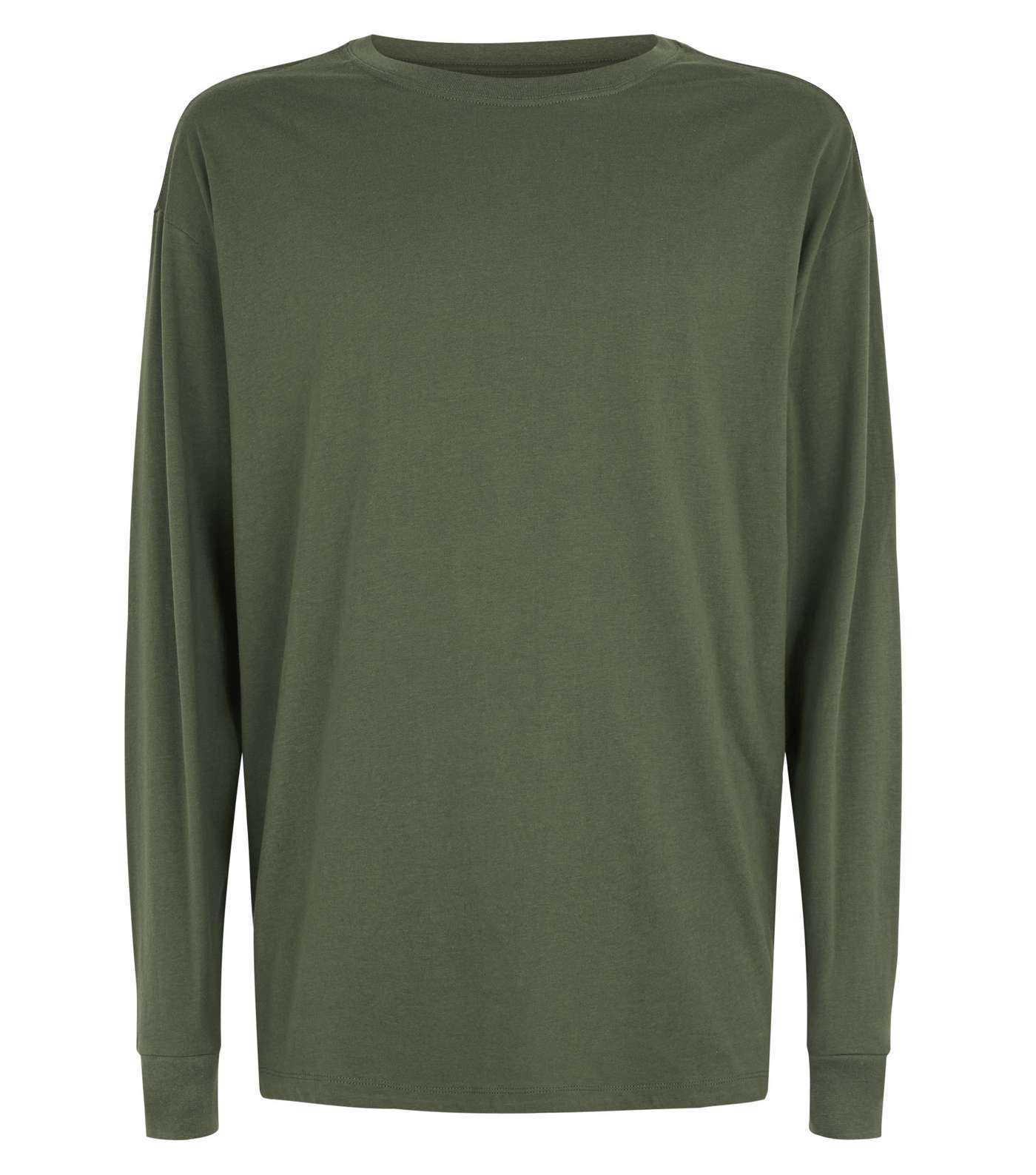 Khaki Oversized Long Sleeve T-Shirt Image 4