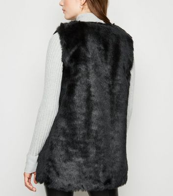 New look black faux fur gilet sale