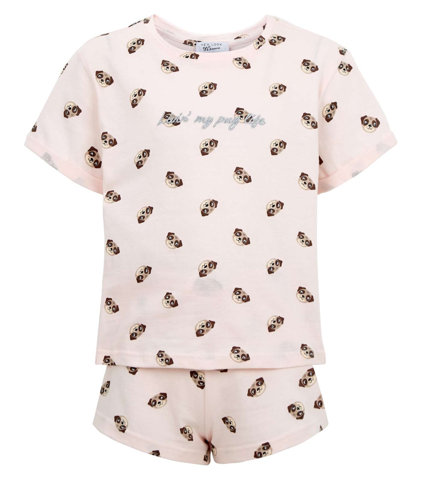 Girls Pink Pug Organic Cotton Pyjama Set Image 4