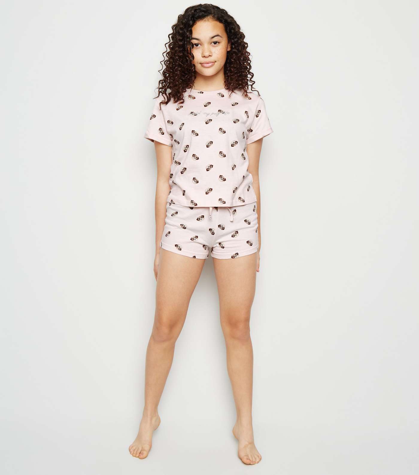 Girls Pink Pug Organic Cotton Pyjama Set Image 2
