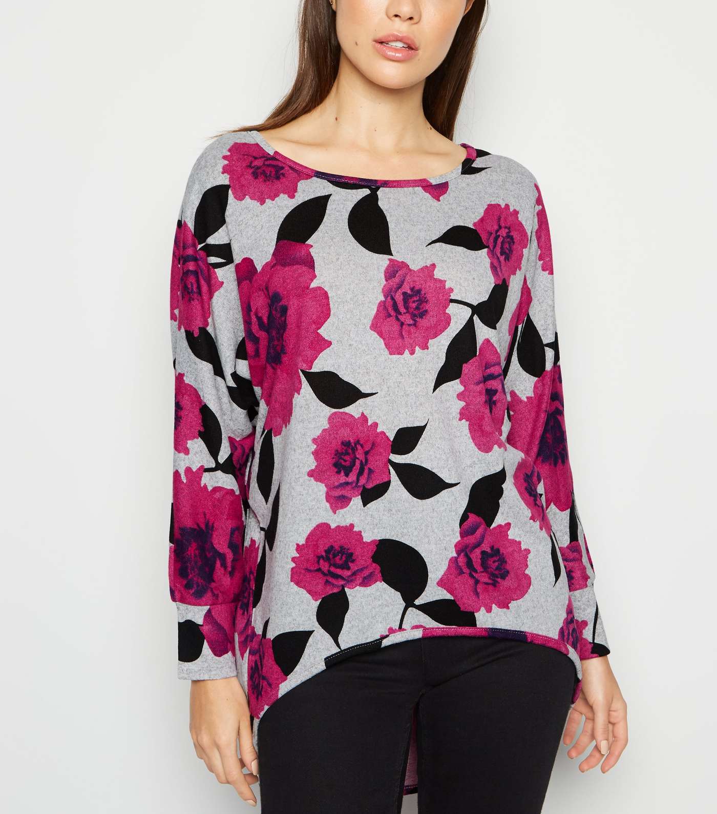 Apricot Pink Floral Batwing Jumper