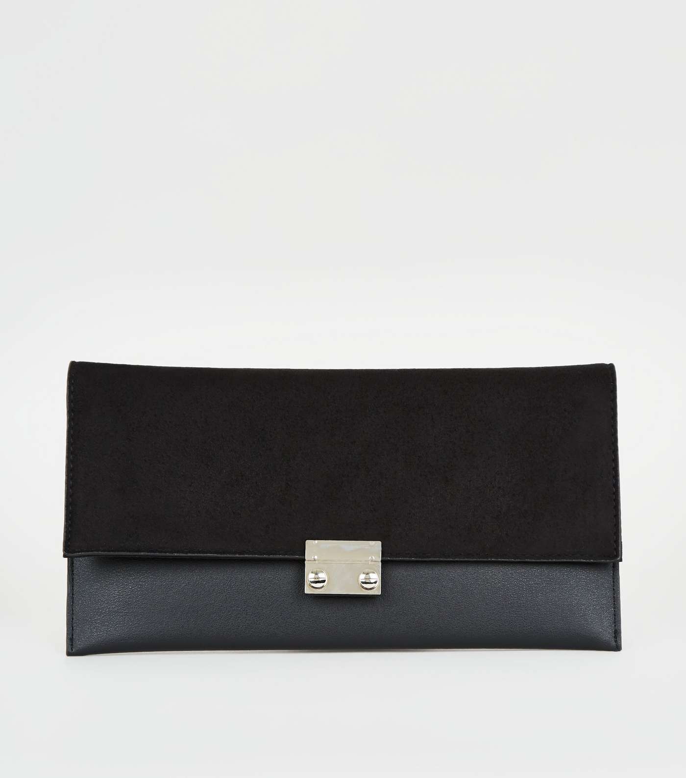 Black Leather-Look Suedette Clutch Bag
