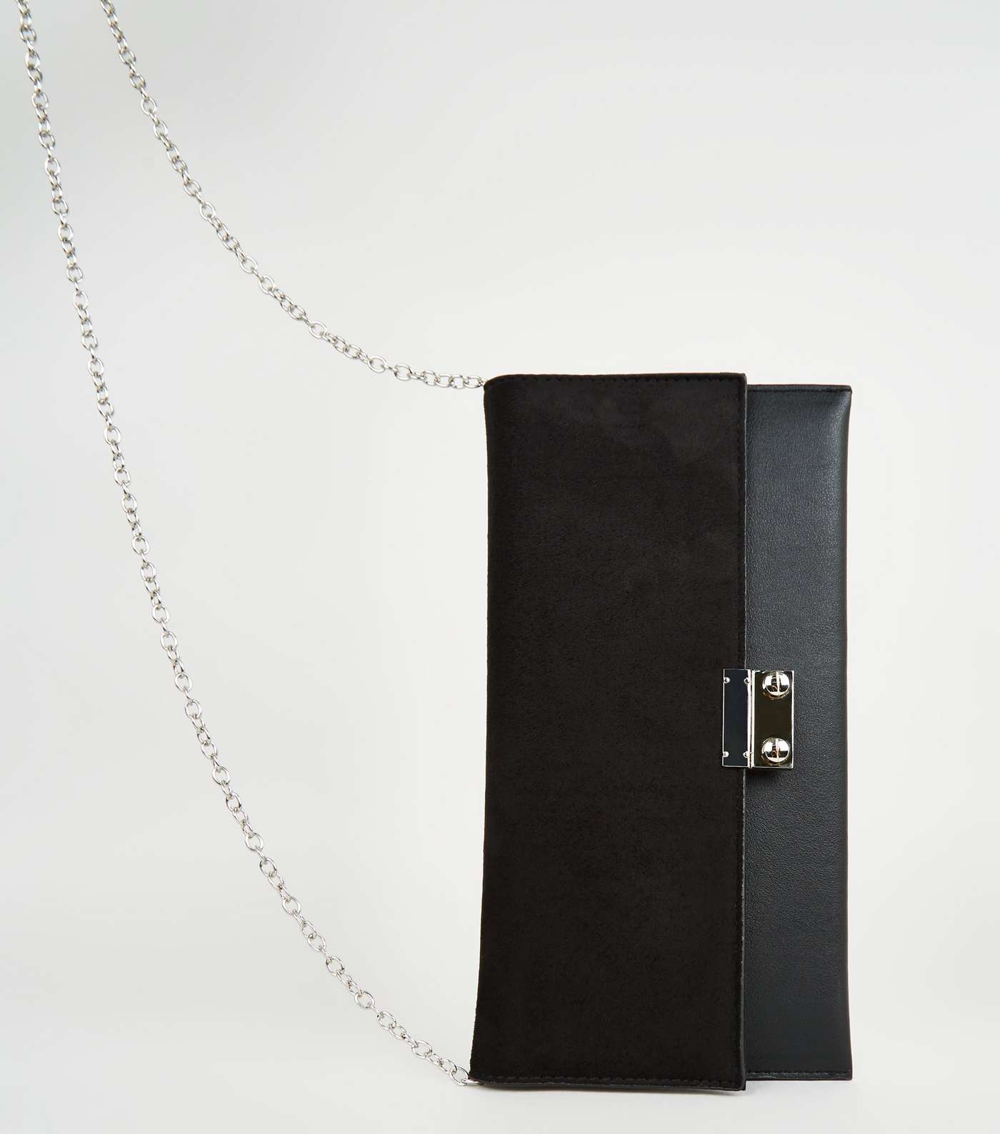 Black Leather-Look Suedette Clutch Bag Image 3