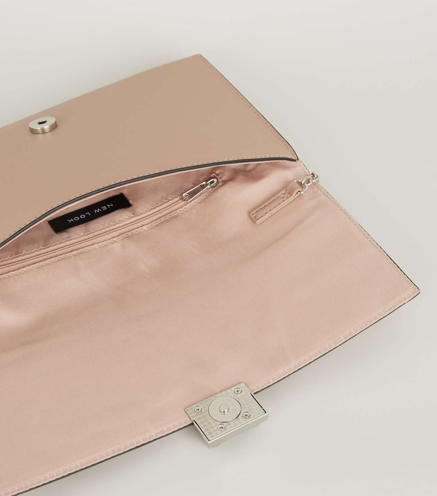 Pale Pink Leather-Look Suedette Clutch Bag Image 3