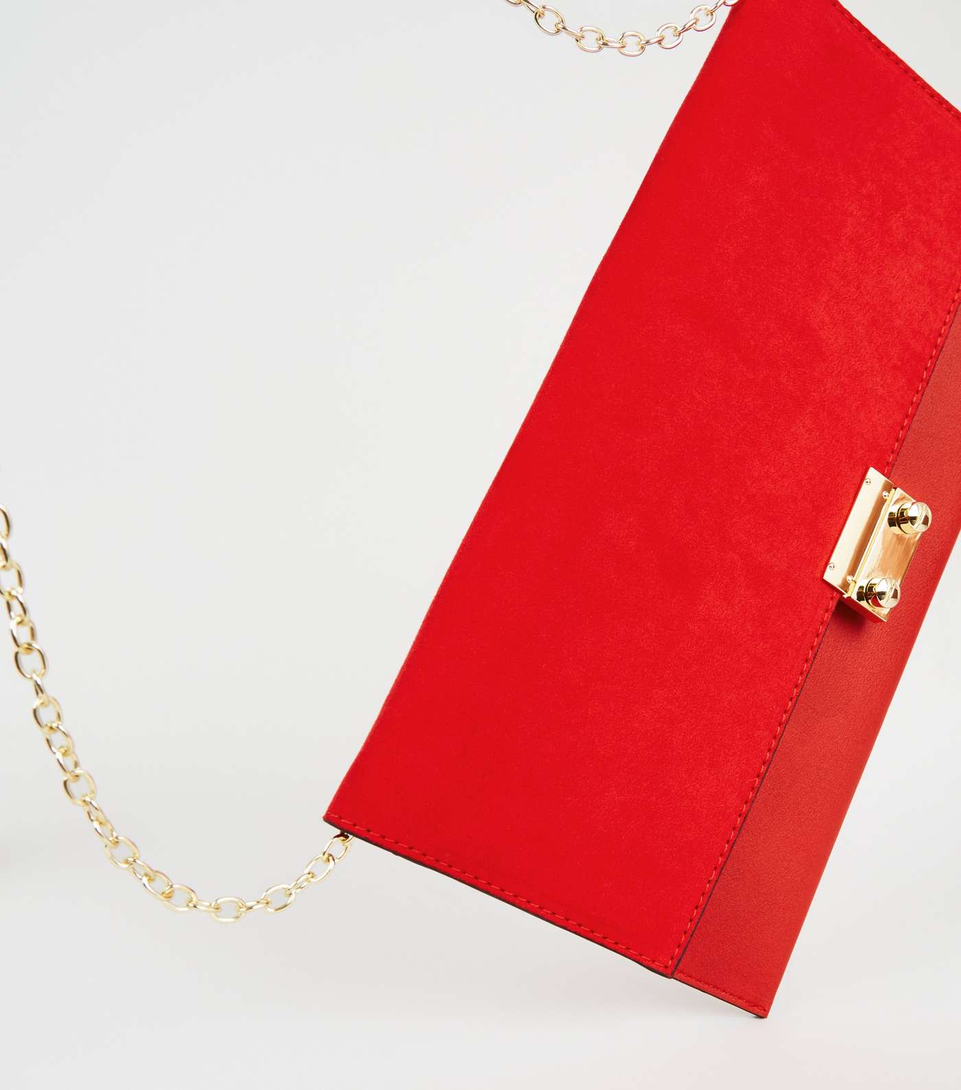 Red Leather-Look Suedette Clutch Bag Image 4