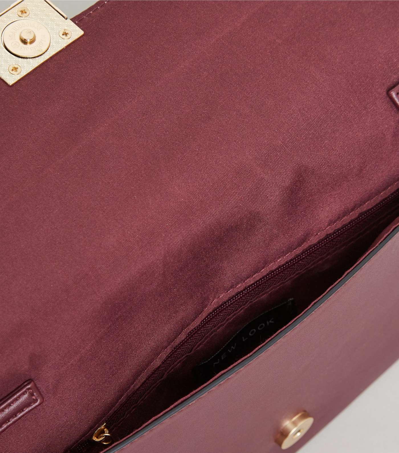 Burgundy Leather-Look Suedette Clutch Bag Image 4
