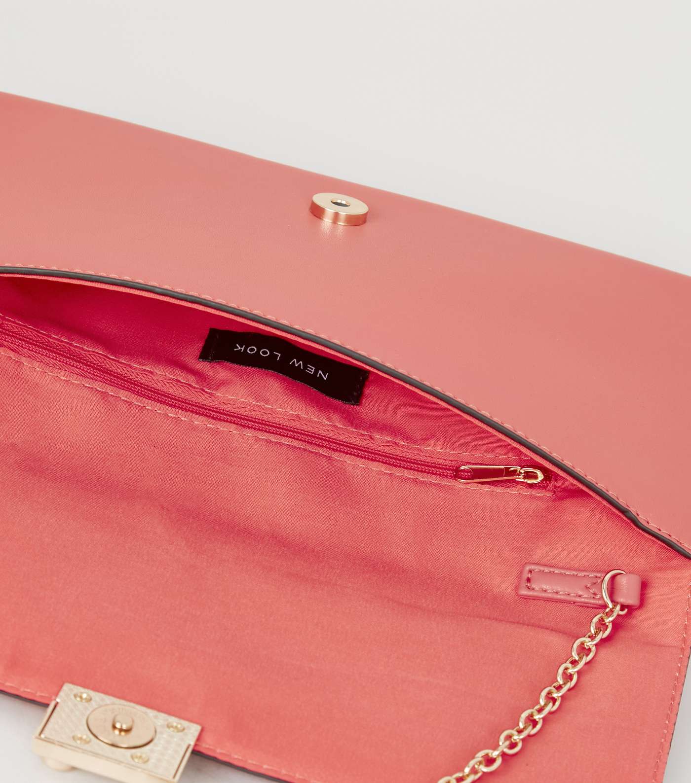 Coral Leather-Look Suedette Clutch Bag Image 4