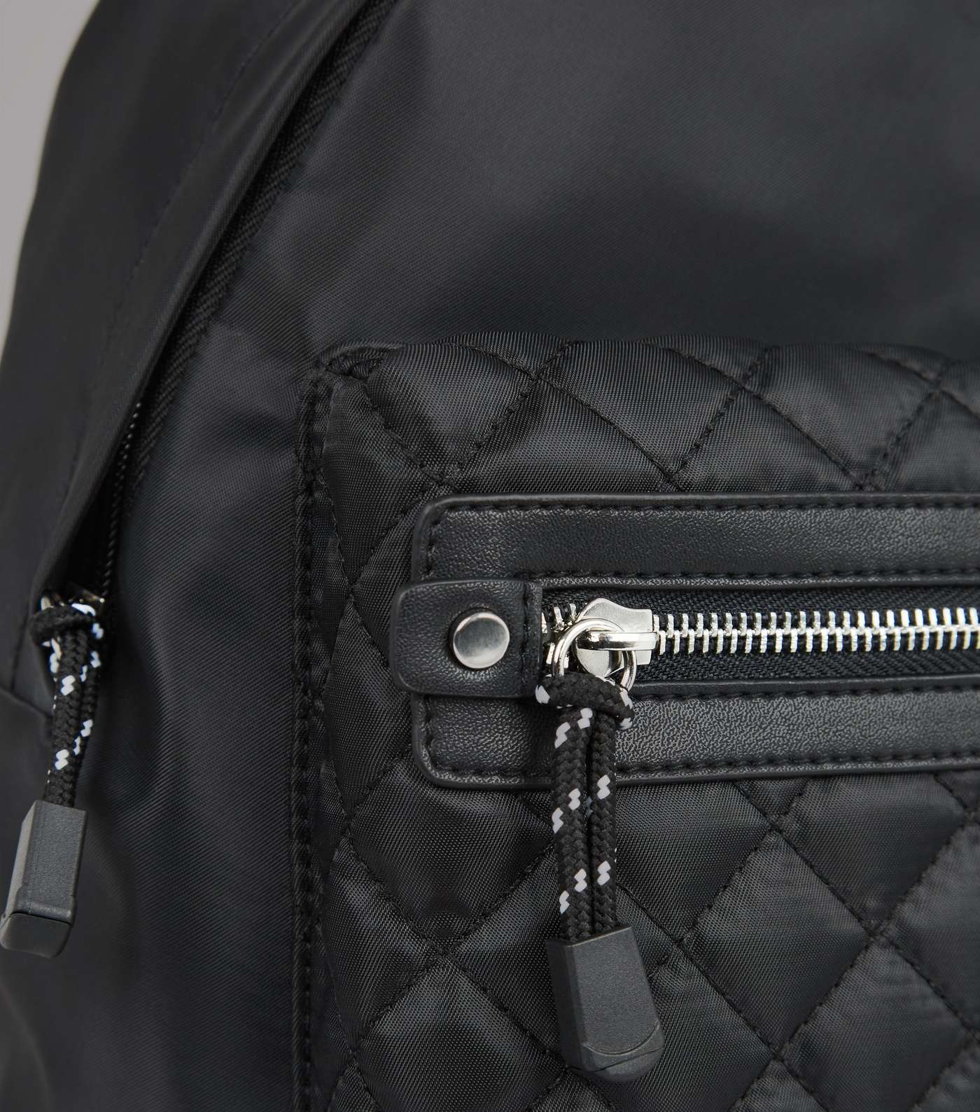 Black Quilted Pocket Mini Backpack Image 4