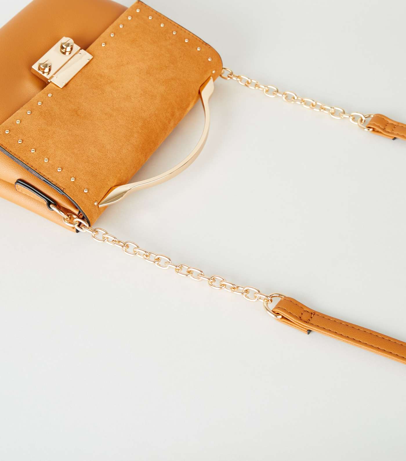 Mustard Leather-Look Studded Mini Shoulder Bag Image 4