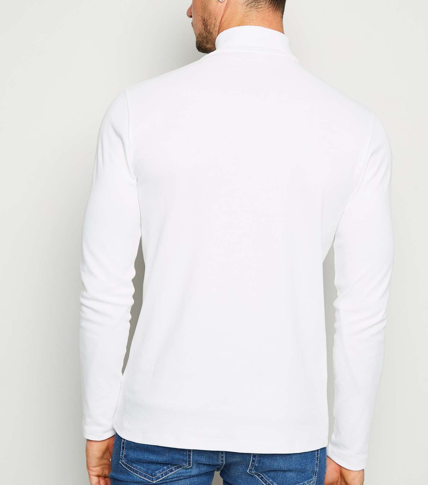 White Long Sleeve Roll Neck Top Image 3