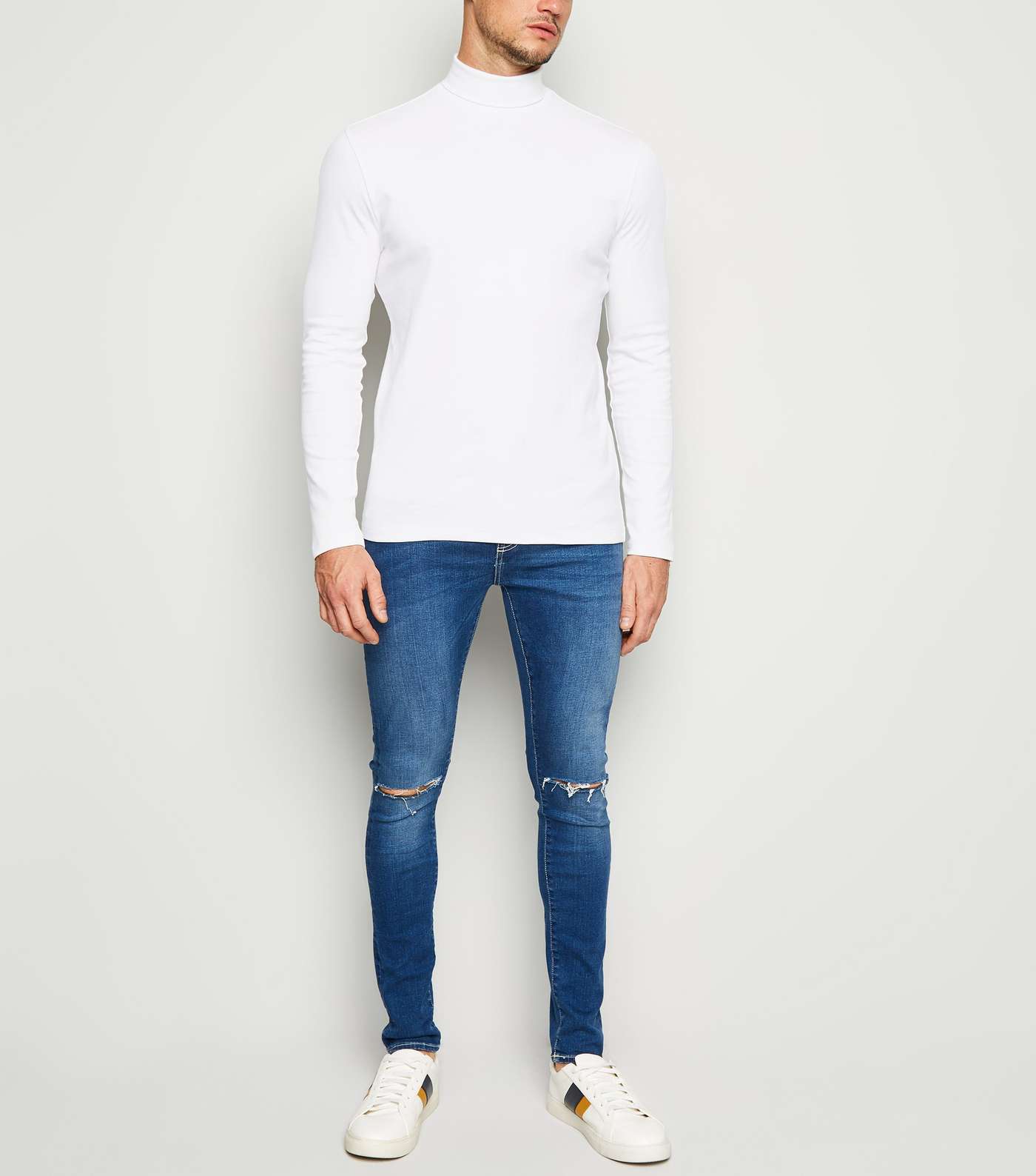 White Long Sleeve Roll Neck Top Image 5