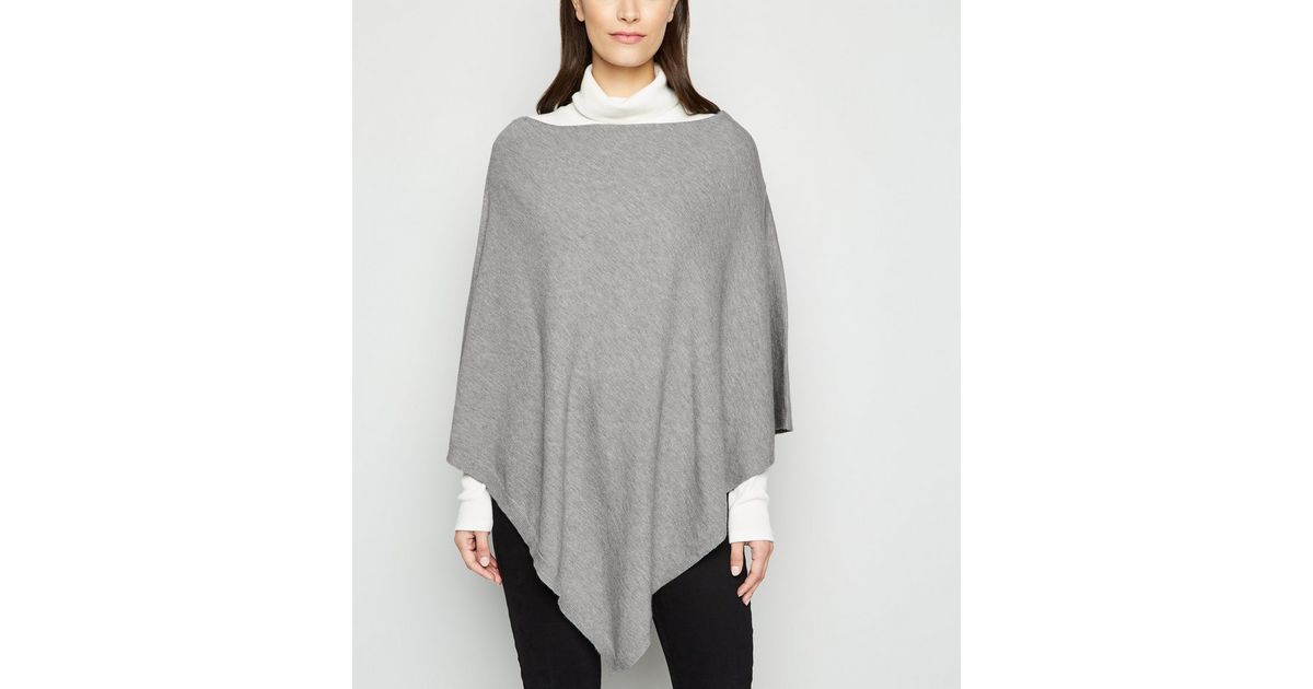 Grey Knit Lightweight Poncho New Look