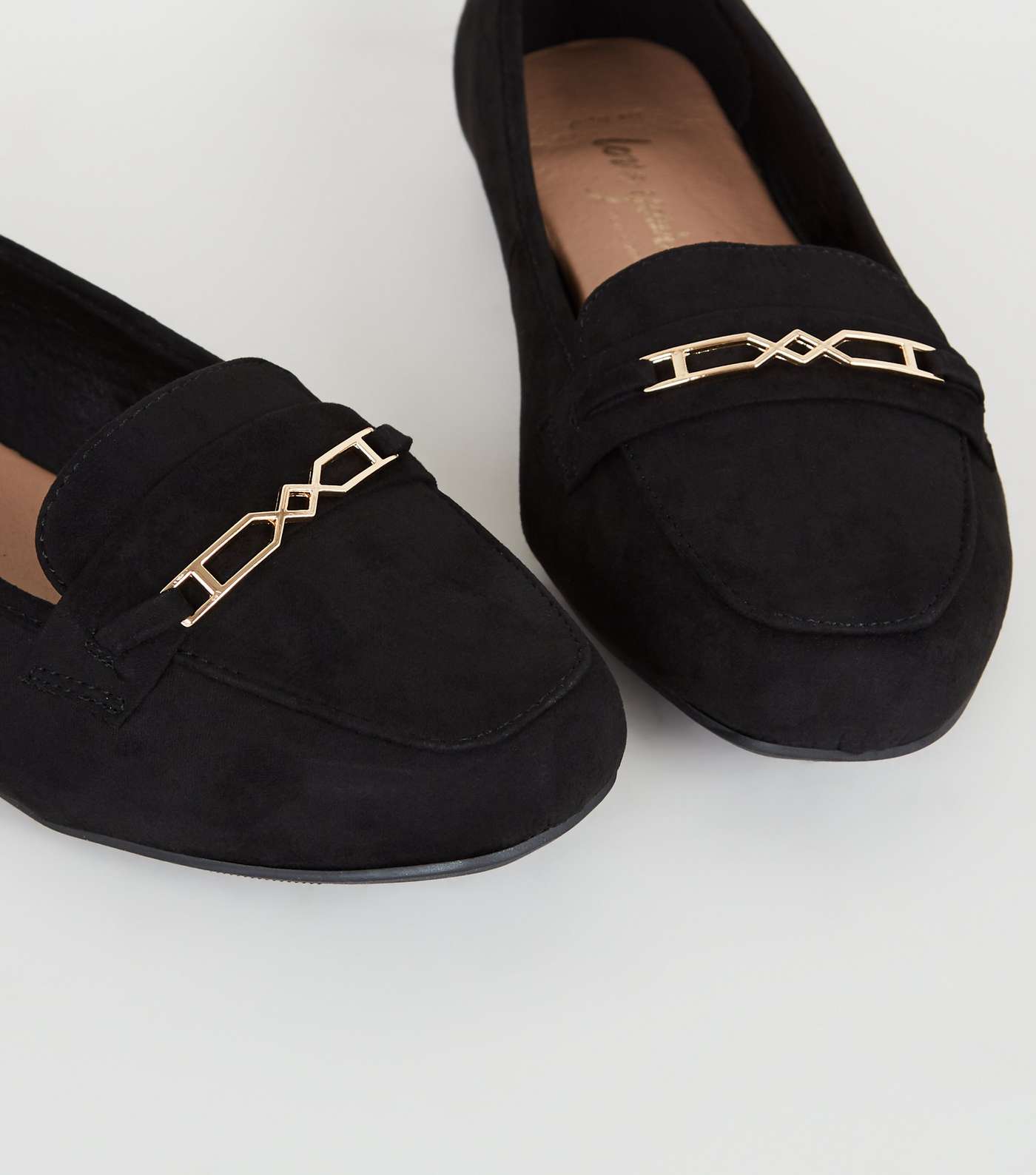 Wide Fit Black Geometric Bar Loafers Image 3