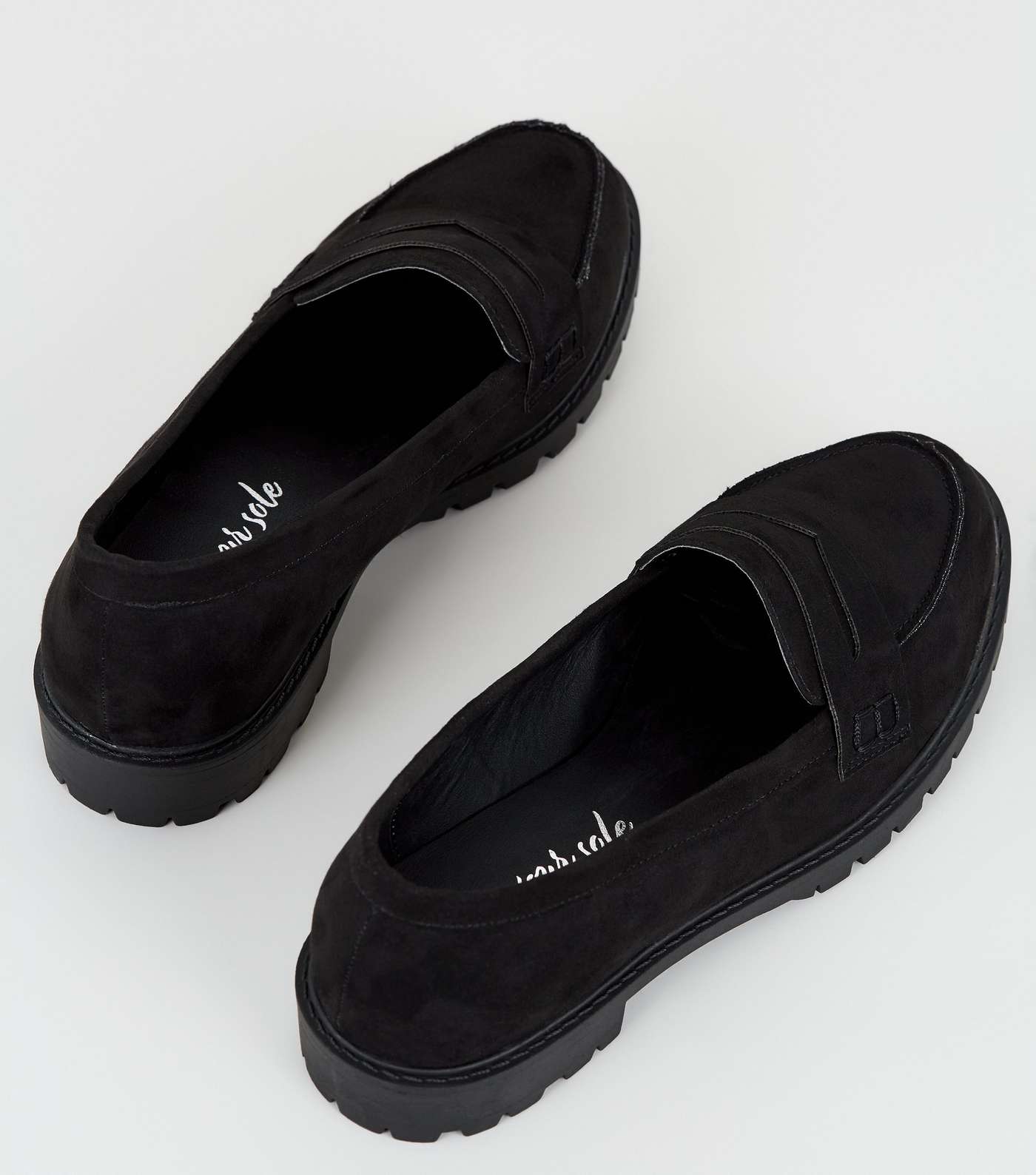 Wide Fit Black Suedette Chunky Loafers Image 4
