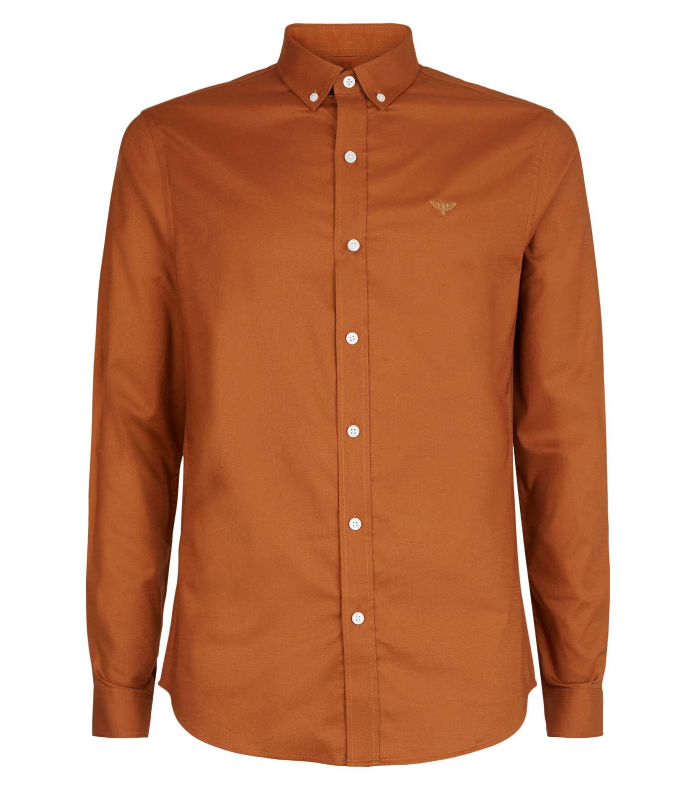 Tan Bee Embroidered Muscle Fit Oxford Shirt Image 4