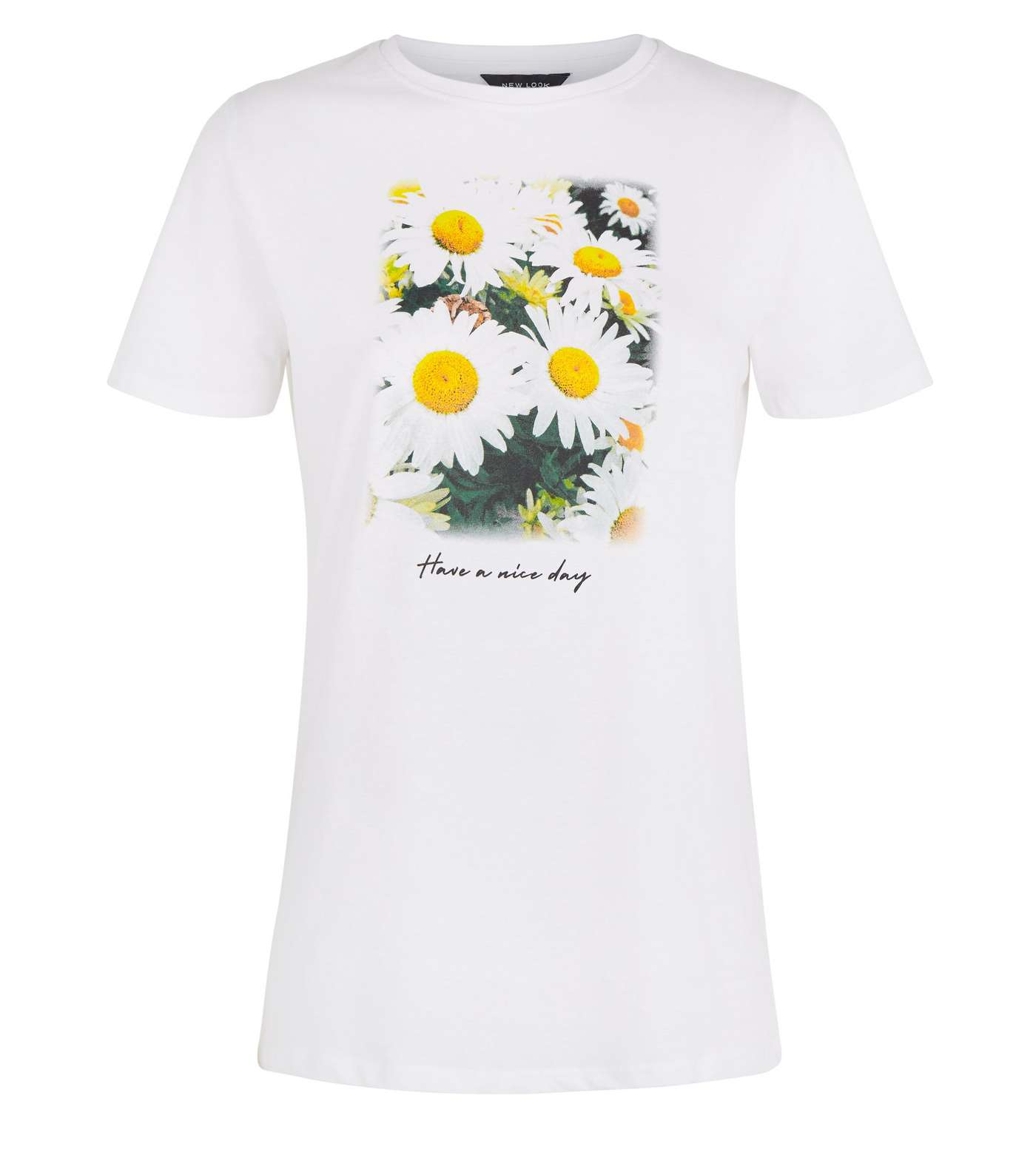 White Daisy Have A Nice Day Slogan T-Shirt  Image 4