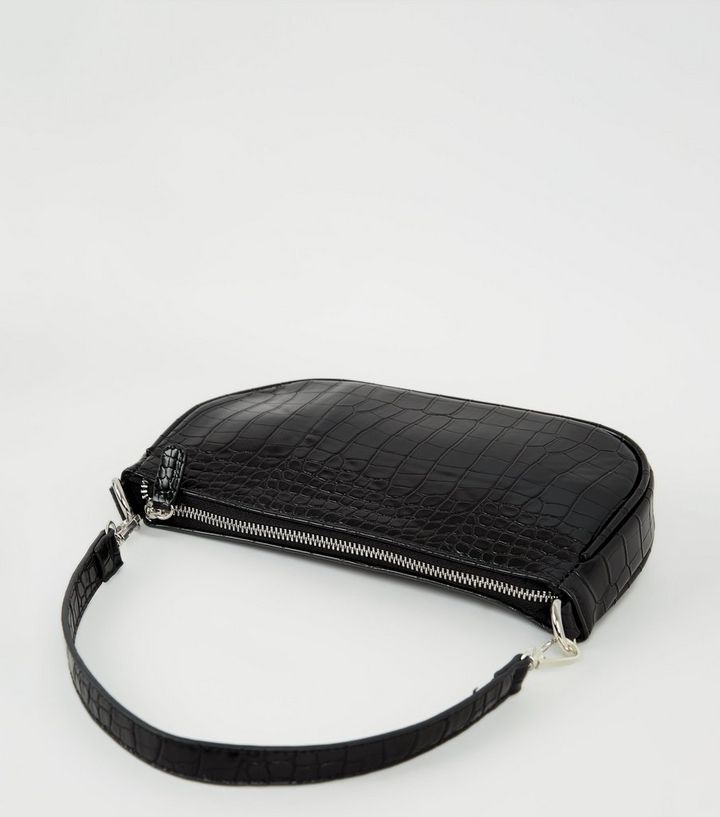 Black Faux Croc Shoulder Bag Add To Saved Items Remove From