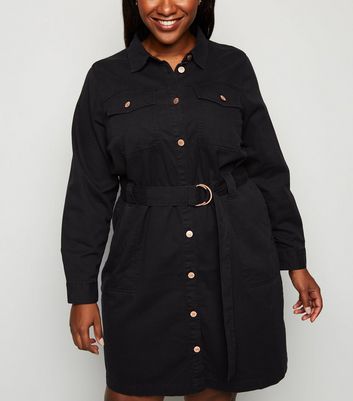 new look black denim dress