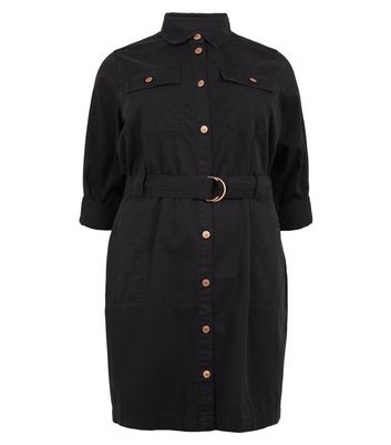 new look black denim dress