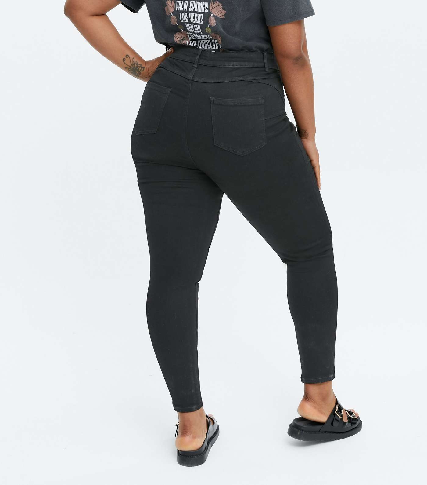 Curves Black Lift & Shape Jenna Skinny Jeans Image 4