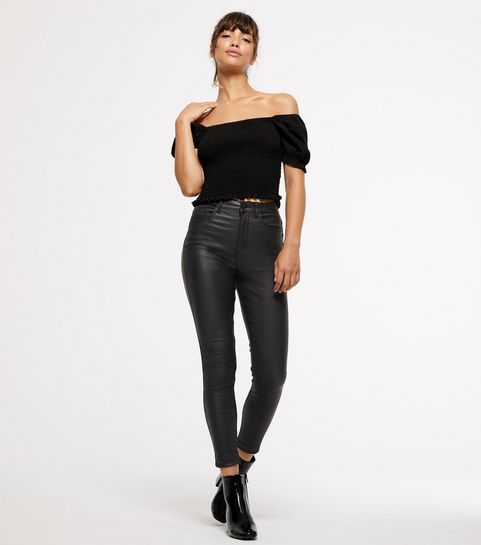 Black Coated 'Lift & Shape' Skinny Jeans