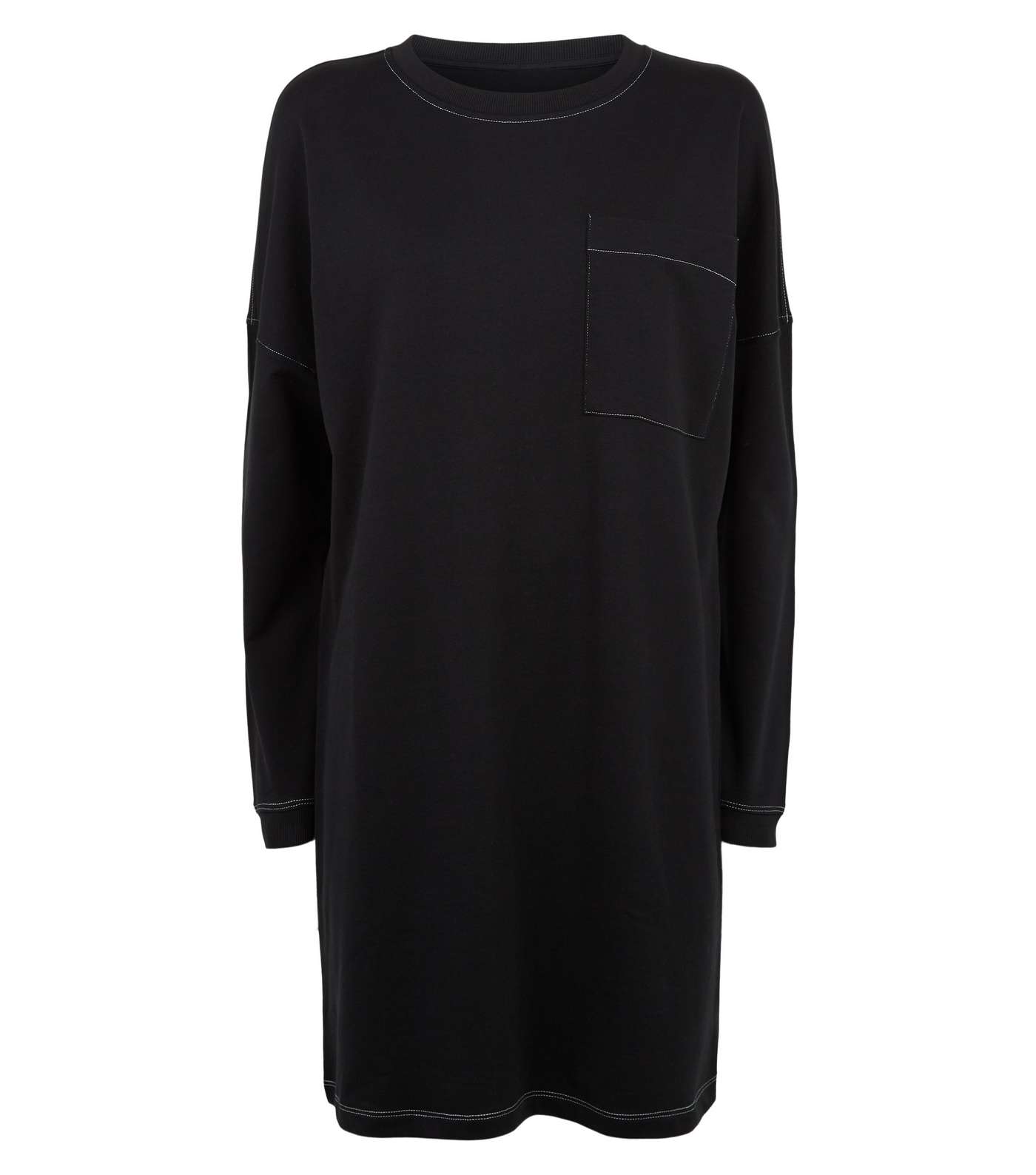 Noisy May Black Contrast Stitch Sweatshirt Dress Image 4
