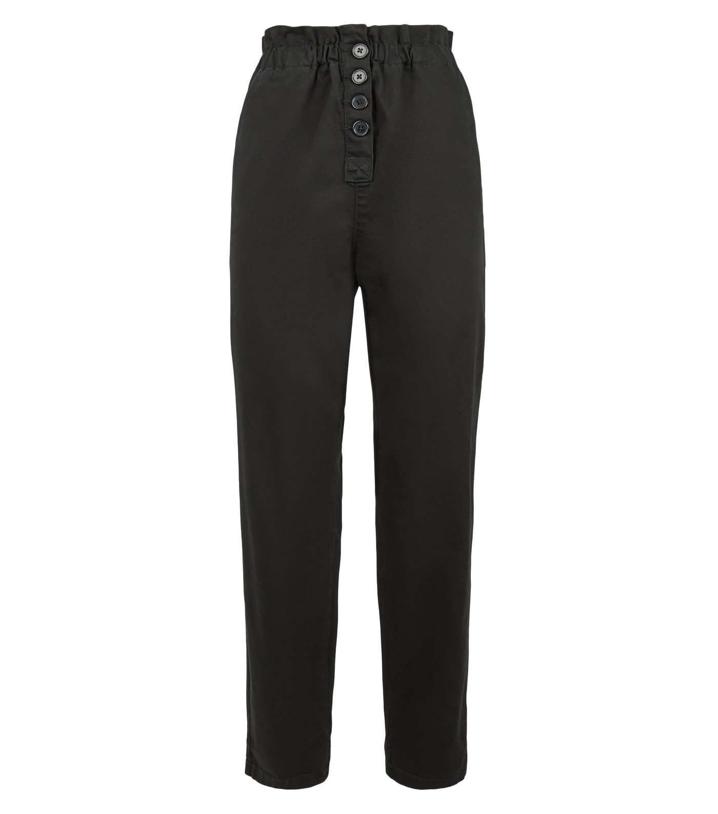 Black Button Front High Waist Trousers Image 4
