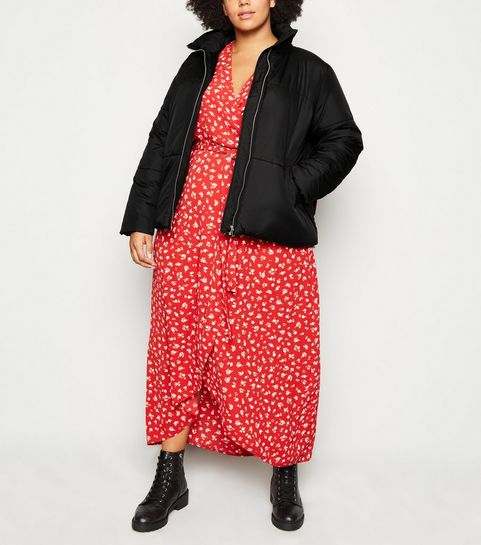 Curves Black Boxy Puffer Jacket 
